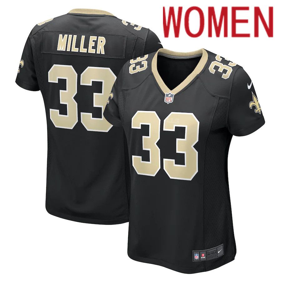 Women New Orleans Saints 33 Lamar Miller Nike Black Game NFL Jersey